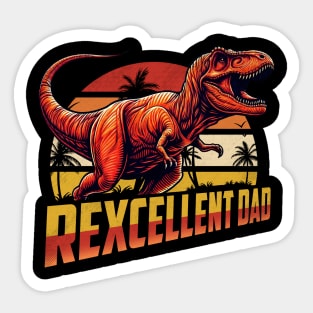 Rexcellent Dad Fathers Day Retro Dinosaur T Rex Papa Grandpa Sticker